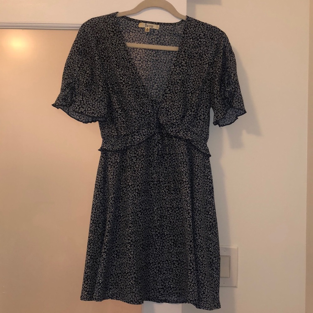 Navy and White Floral Dress